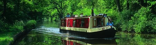 barge cruising on the canal